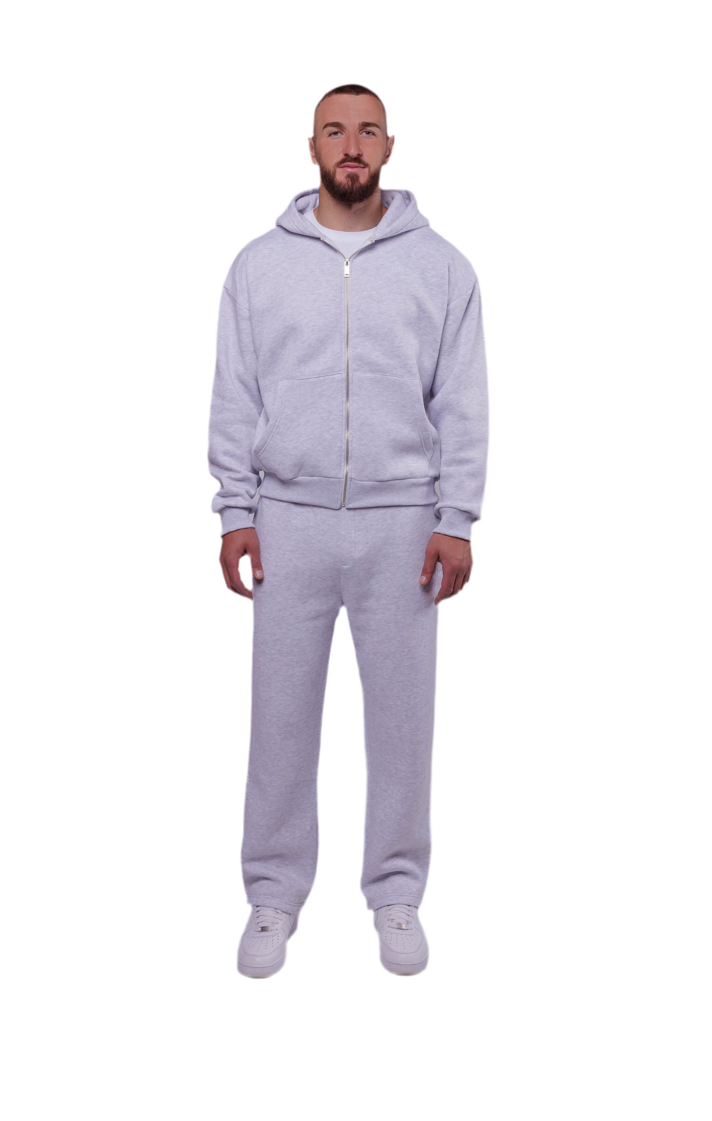Open Leg Joggers të hirtë me nuancë bore